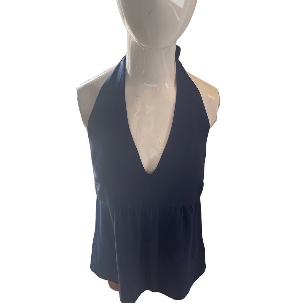 Banana Republic Halter Top for Women V Neck Ties in Back Side Zipper Sz M*